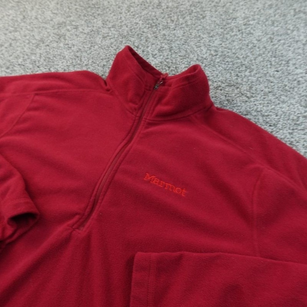 Marmot Sweater Mens L Red Fleece Pullover 1/4 Zip Mock Neck Outdoor Hiking Trek